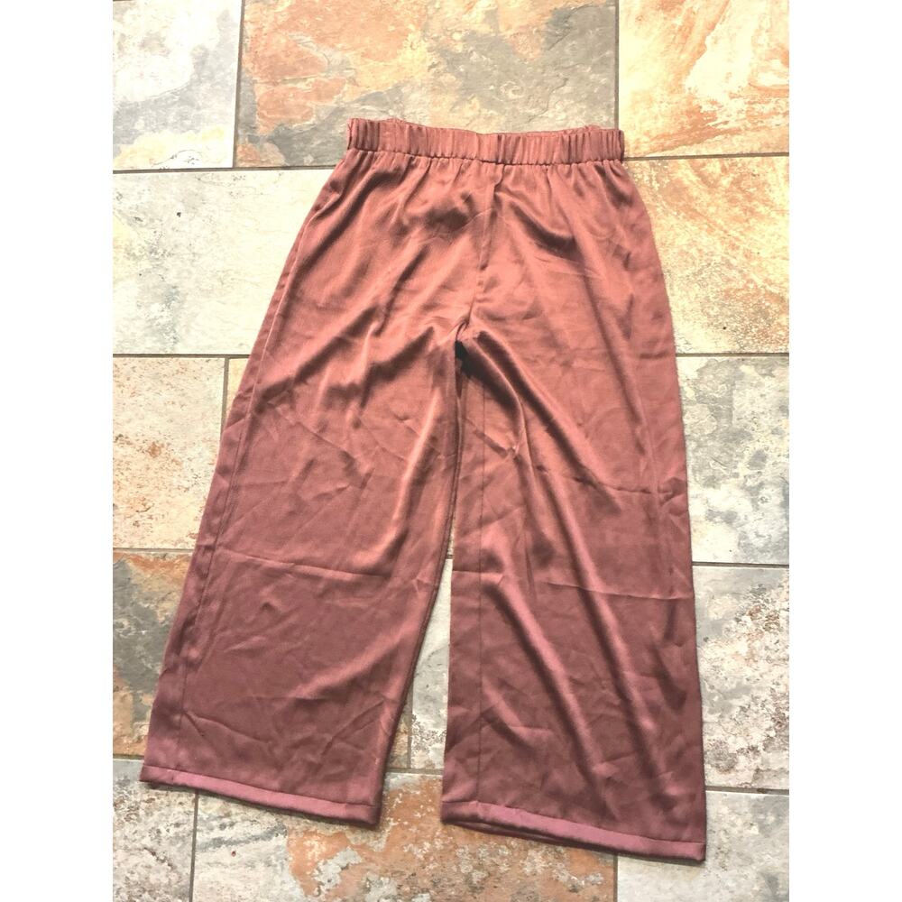 ODDY Satin Wide Leg Pants Plus 3X Elastic Waistband Flowy Boutique Boho Capsule